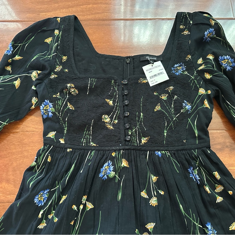 Madewell Xiomara Floral Print Long Sleeve Cotton Dress - Picture 9 of 11